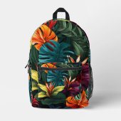 Kleurrijk tropisch bladpatroon bedrukte rugzak (Voorkant)