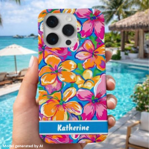 Kleurrijk Tropisch Bloemmotief iPhone 15 Pro Hoesje