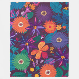 Kleurrijk Tropisch Bloempatroon met Vetgedrukte Bl Fleece Deken
