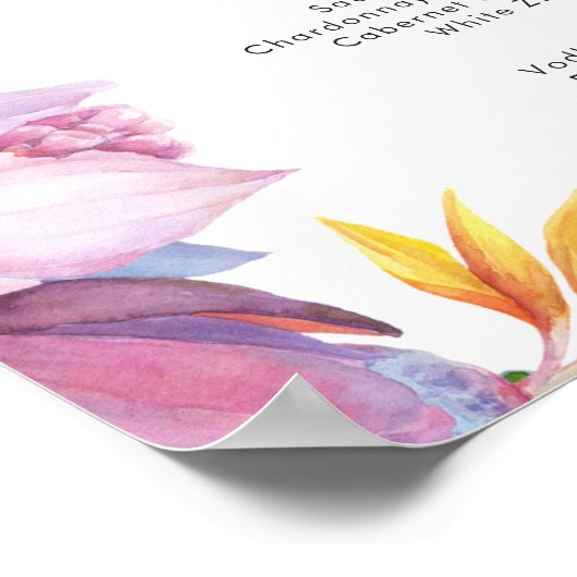 Kleurrijk Tropisch Bloemstuk Bruidsfeest Dranken B Poster (Hoek)