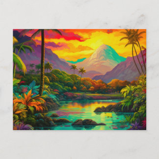Kleurrijk tropisch eilandparadijs briefkaart