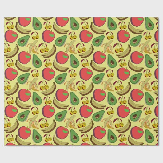 Kleurrijk tropisch fruit naadloos patroon cadeaupapier (Vlak)