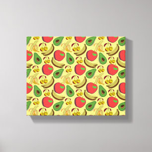 Kleurrijk tropisch fruit naadloos patroon canvas afdruk