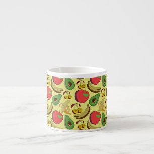 Kleurrijk tropisch fruit naadloos patroon espresso kop