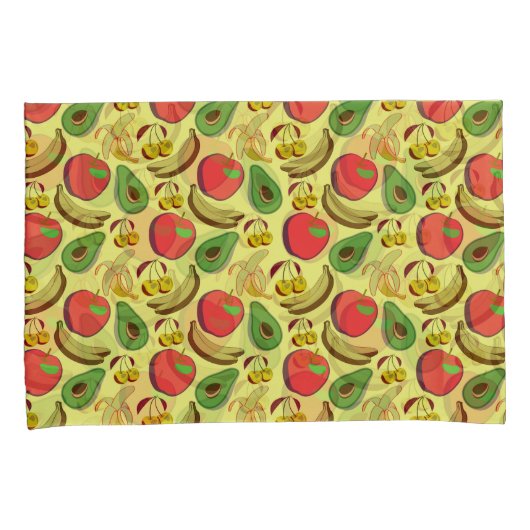 Kleurrijk tropisch fruit naadloos patroon kussensloop (Voorkant-Rechts)