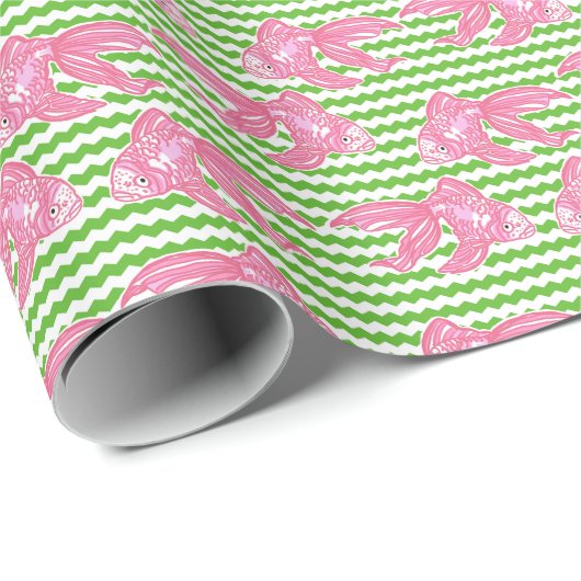 Kleurrijk Tropisch goudvischevron patroon Cadeaupapier (Rol Hoek)
