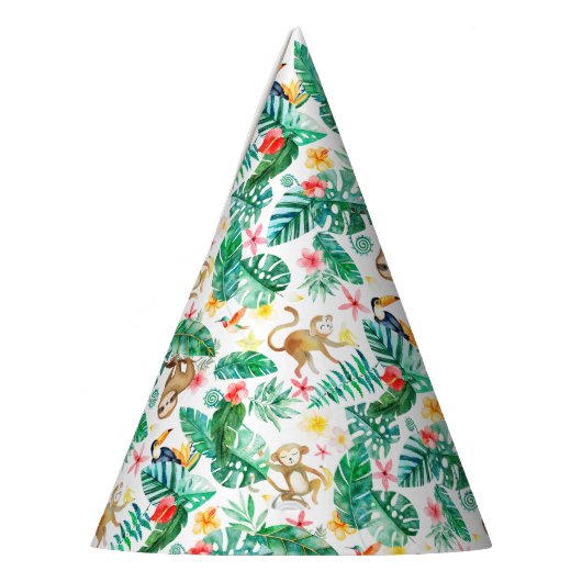 Kleurrijk Tropisch Oerwoud Dieren Patroon Feesthoedjes (Links)