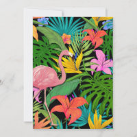 Kleurrijk tropisch ontwerp — flamingo en palmblade