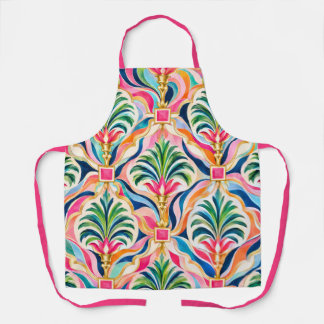 Kleurrijk Tropisch Roze Groen Art Deco Schort
