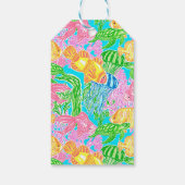 Kleurrijk tropisch vispatroon cadeaulabel (Achterkant)