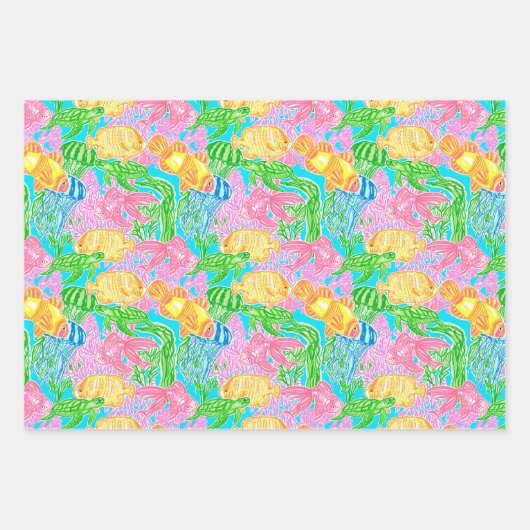 Kleurrijk tropisch vispatroon inpakpapier vel (Voorkant)