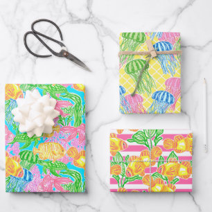 Kleurrijk tropisch vispatroon inpakpapier vel