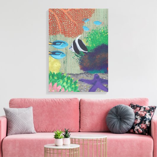 Kleurrijk tropisch visschilderdoek canvas afdruk (Insitu (Woonkamer))