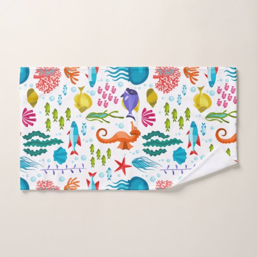 Kleurrijk tropisch zeeleven en dierenpatroon bad handdoek (Handdoek)