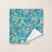 Kleurrijk tropische bloemen en bladpatroon bad handdoek (Wasdoekje)