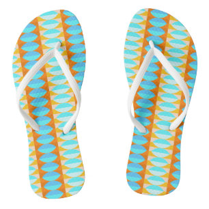 Kleurrijk Turquoise Blauw Oranje Geel Patroon Teenslippers