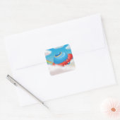 Kleurrijk UFO-ruimteschip dat door wolken vliegt Vierkante Sticker (Envelop)