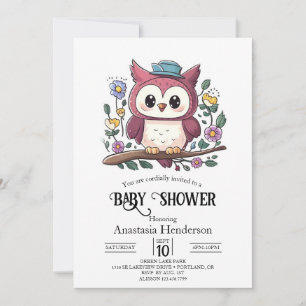 Kleurrijk Uil Baby shower Kaart