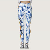 Kleurrijk uniek design l Bloemenblauw l Workout Leggings (Voorkant)