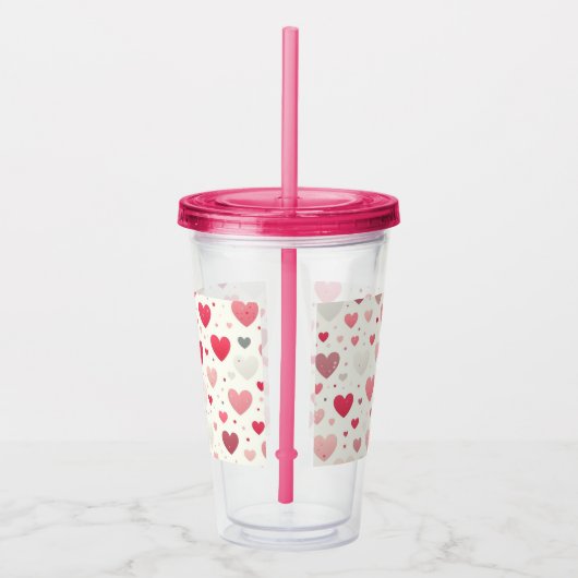 Kleurrijk Valentijnsdag hart Acryl Drinkbeker (Rechts)