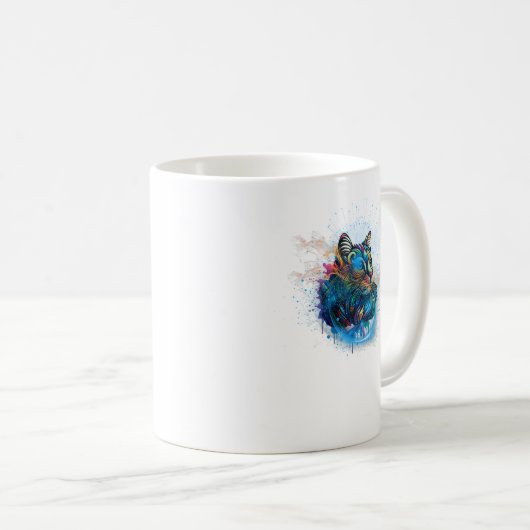 Kleurrijk van kat en abstracte achtergrond koffiemok (Voorkant rechts)