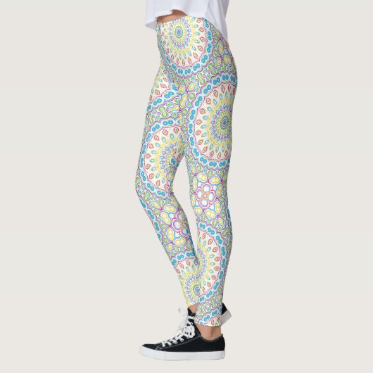 Kleurrijk veelkleurig mandala patroon leggings (Links)