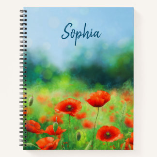 Kleurrijk Veld met Poppies Notitieboek