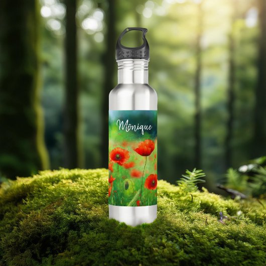 Kleurrijk Veld met Poppies Waterfles Waterfles