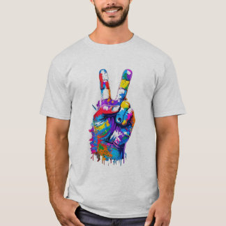 Kleurrijk verf-druppel vredesteken graffiti street t-shirt