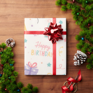 Kleurrijk verjaardagsfeest cadeau verpakkings papi cadeaupapier
