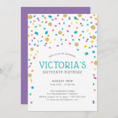 Kleurrijk Verjaardagsfeest met Confetti Kaart (Voorkant / Achterkant)