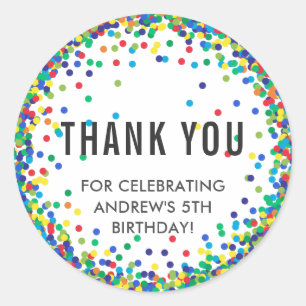 Kleurrijk verjaardagsfeestje Dank u Stickers