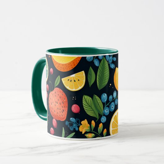 Kleurrijk vers fruitpatroon mok (Voorkant links)