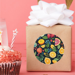 Kleurrijk vers fruitpatroon ronde sticker