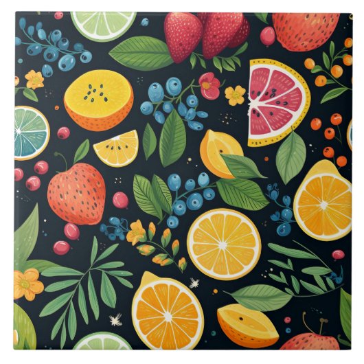 Kleurrijk vers fruitpatroon tegeltje (Voorkant)