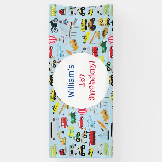 Kleurrijk vervoer en voertuigen Kinderen van zater Spandoek (Verticaal)