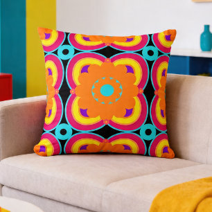 Kleurrijk Vet Retro Geometrisch Bloemmotief Kussen