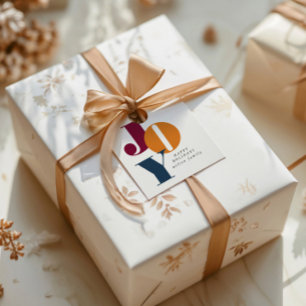 Kleurrijk Vet Script Joy Holiday Favor Tags Bedankjes Labels