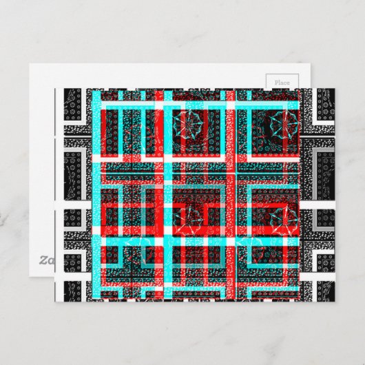 Kleurrijk Vierkant Maze geometrisch geruit patroon Briefkaart (Voorkant / Achterkant)
