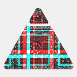 Kleurrijk Vierkant Maze geometrisch geruit patroon Driehoek Sticker