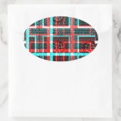 Kleurrijk Vierkant Maze geometrisch geruit patroon Ovale Sticker (Tas)