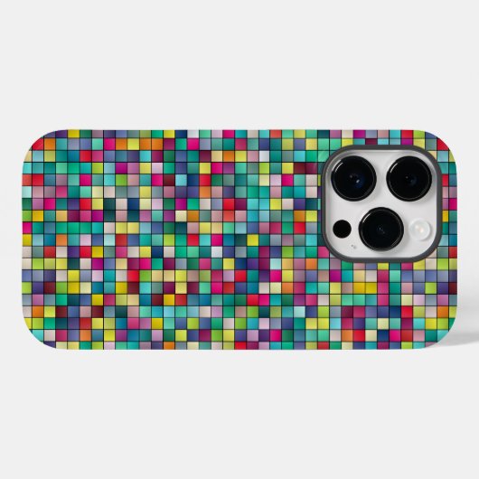 Kleurrijk vierkantsmozaïekgeometrisch patroon spec Case-Mate iPhone case (Achterkant (horizontaal))
