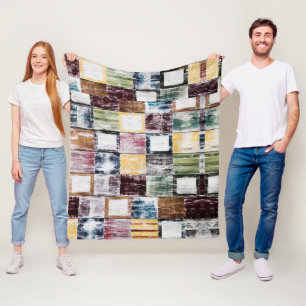 Kleurrijk vierkantspatroon fleece deken