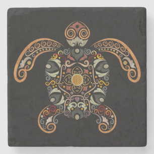 Kleurrijk vintage schildpad ontwerp stenen onderzetter
