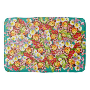 Kleurrijk Vintage Sleutelbloemen Bloemrijk Lente P Badmat