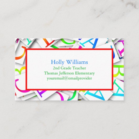 Kleurrijk Visitekaartje van de leraar (Voorkant)