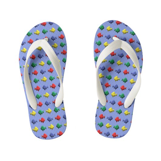 Kleurrijk vispatroon kinder teenslippers (Voetbed)
