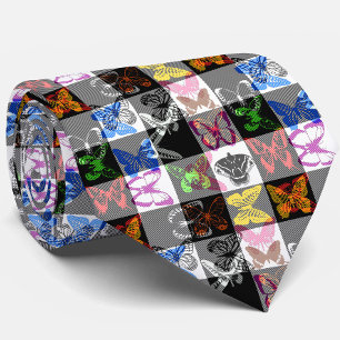 Kleurrijk vlinder geruit tartan ruit ontwerp stropdas