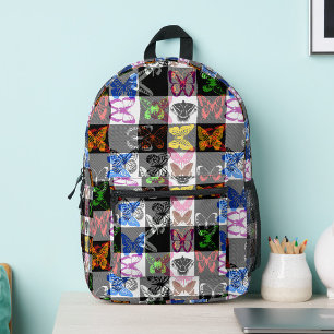 Kleurrijk vlinder geruit tartan ruitontwerp bedrukte rugzak