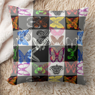 Kleurrijk vlinder geruit tartan ruitontwerp  kussen